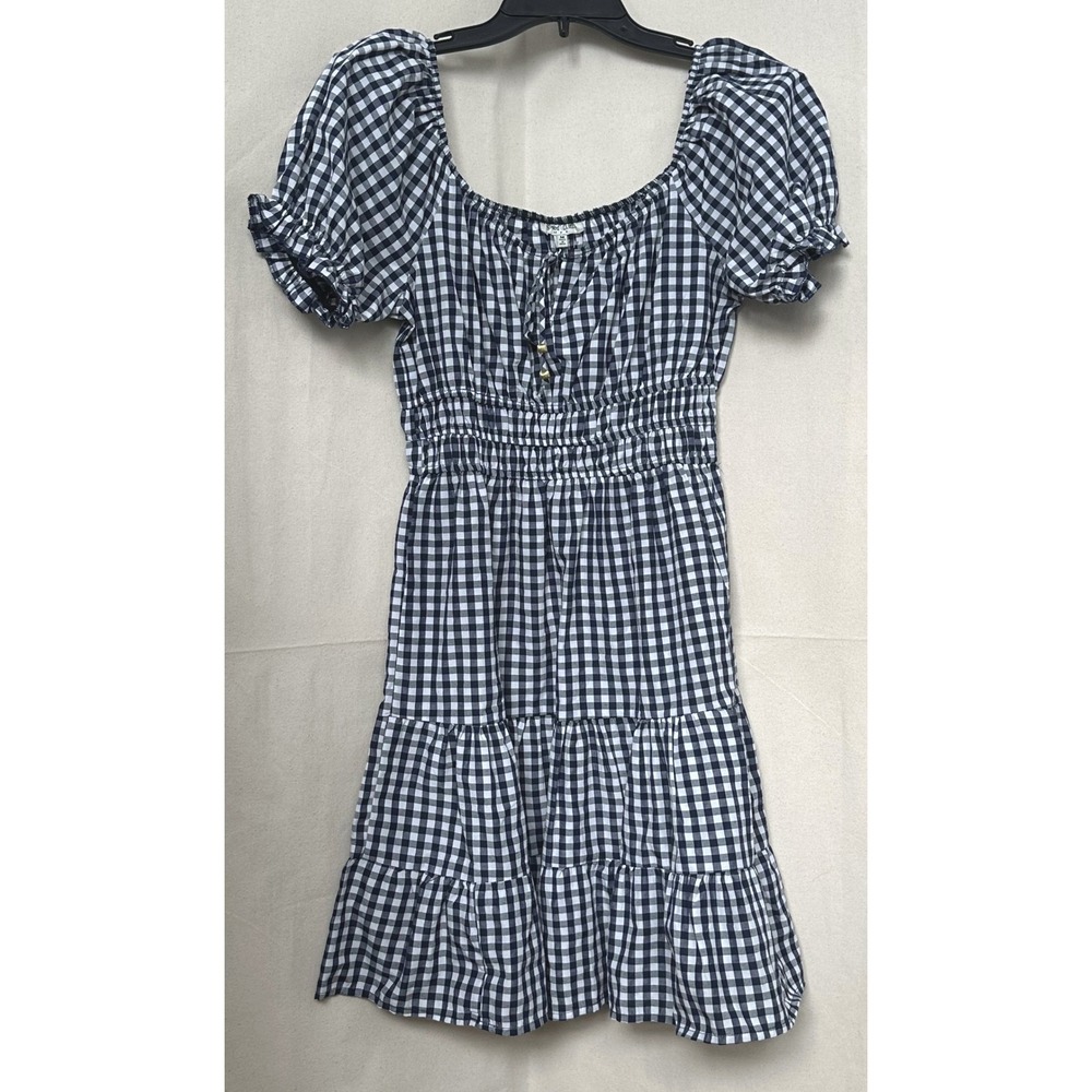 Speed Limit‎ MIlkmaid Gingham Check Prairie Dress Puff Sleeve Tiered Mini Size M - Picture 2 of 10